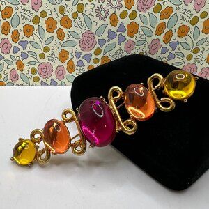 Bright Acrylic Cabochon Bar Brooch
